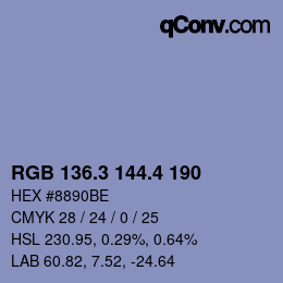 カラーコード: RGB 136.3 144.4 190 | qconv.com