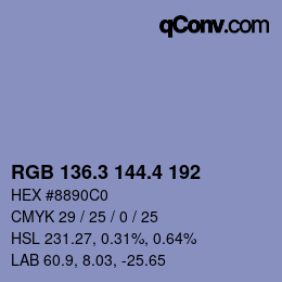 カラーコード: RGB 136.3 144.4 192 | qconv.com