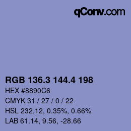 カラーコード: RGB 136.3 144.4 198 | qconv.com