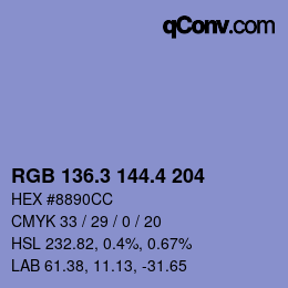 カラーコード: RGB 136.3 144.4 204 | qconv.com