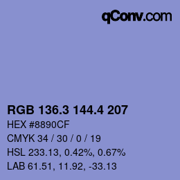 カラーコード: RGB 136.3 144.4 207 | qconv.com