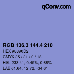 カラーコード: RGB 136.3 144.4 210 | qconv.com