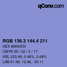 カラーコード: RGB 136.3 144.4 211 | qconv.com