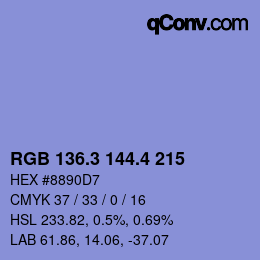 カラーコード: RGB 136.3 144.4 215 | qconv.com