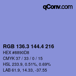カラーコード: RGB 136.3 144.4 216 | qconv.com