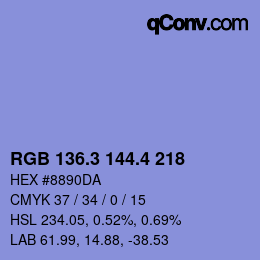 カラーコード: RGB 136.3 144.4 218 | qconv.com