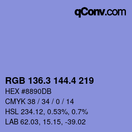 カラーコード: RGB 136.3 144.4 219 | qconv.com