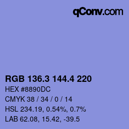 カラーコード: RGB 136.3 144.4 220 | qconv.com