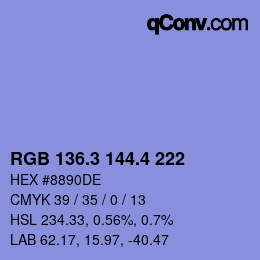 カラーコード: RGB 136.3 144.4 222 | qconv.com