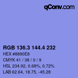 カラーコード: RGB 136.3 144.4 232 | qconv.com