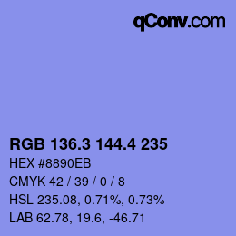 カラーコード: RGB 136.3 144.4 235 | qconv.com