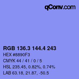 カラーコード: RGB 136.3 144.4 243 | qconv.com