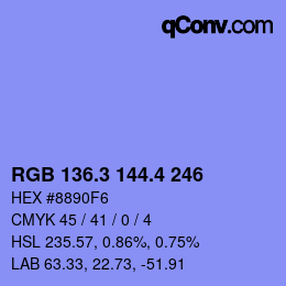カラーコード: RGB 136.3 144.4 246 | qconv.com