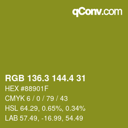 カラーコード: RGB 136.3 144.4 31 | qconv.com
