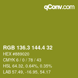 カラーコード: RGB 136.3 144.4 32 | qconv.com