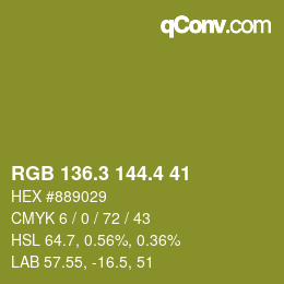 カラーコード: RGB 136.3 144.4 41 | qconv.com