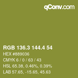 カラーコード: RGB 136.3 144.4 54 | qconv.com