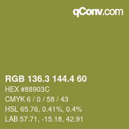 カラーコード: RGB 136.3 144.4 60 | qconv.com