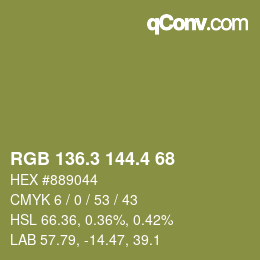 カラーコード: RGB 136.3 144.4 68 | qconv.com