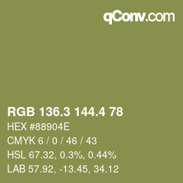 カラーコード: RGB 136.3 144.4 78 | qconv.com