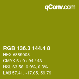 カラーコード: RGB 136.3 144.4 8 | qconv.com