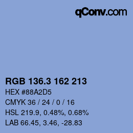カラーコード: RGB 136.3 162 213 | qconv.com