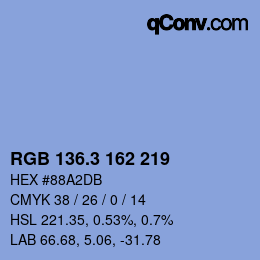 カラーコード: RGB 136.3 162 219 | qconv.com