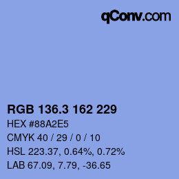 カラーコード: RGB 136.3 162 229 | qconv.com