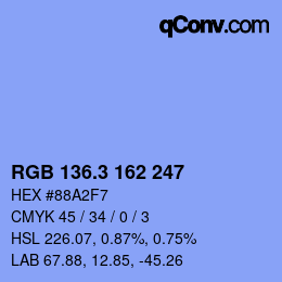 カラーコード: RGB 136.3 162 247 | qconv.com