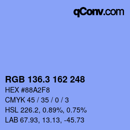 カラーコード: RGB 136.3 162 248 | qconv.com