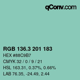 カラーコード: RGB 136.3 201 183 | qconv.com