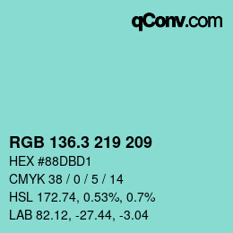 カラーコード: RGB 136.3 219 209 | qconv.com
