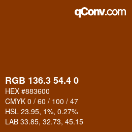 カラーコード: RGB 136.3 54.4 0 | qconv.com