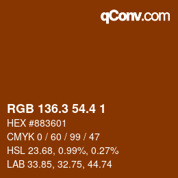 カラーコード: RGB 136.3 54.4 1 | qconv.com