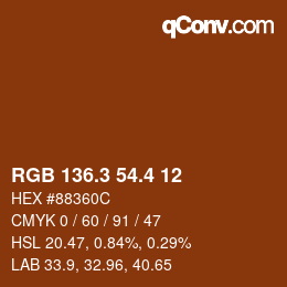 カラーコード: RGB 136.3 54.4 12 | qconv.com
