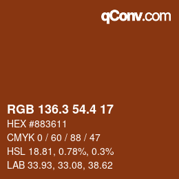 カラーコード: RGB 136.3 54.4 17 | qconv.com