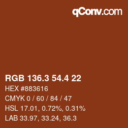 カラーコード: RGB 136.3 54.4 22 | qconv.com