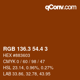 カラーコード: RGB 136.3 54.4 3 | qconv.com