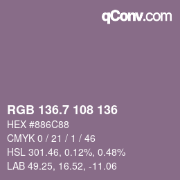 カラーコード: RGB 136.7 108 136 | qconv.com