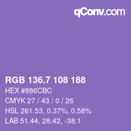 カラーコード: RGB 136.7 108 188 | qconv.com