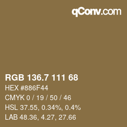カラーコード: RGB 136.7 111 68 | qconv.com