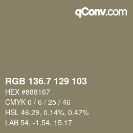 カラーコード: RGB 136.7 129 103 | qconv.com