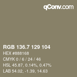 カラーコード: RGB 136.7 129 104 | qconv.com