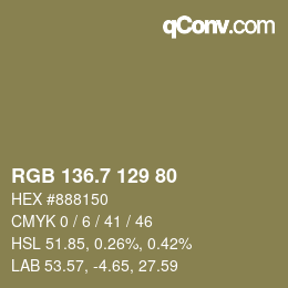 カラーコード: RGB 136.7 129 80 | qconv.com