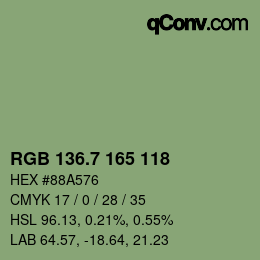 カラーコード: RGB 136.7 165 118 | qconv.com