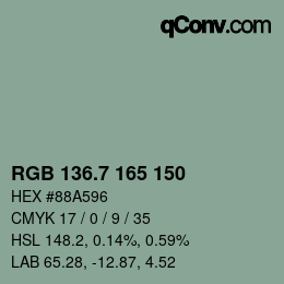 カラーコード: RGB 136.7 165 150 | qconv.com