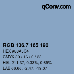 カラーコード: RGB 136.7 165 196 | qconv.com