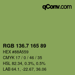 カラーコード: RGB 136.7 165 89 | qconv.com