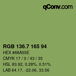 カラーコード: RGB 136.7 165 94 | qconv.com