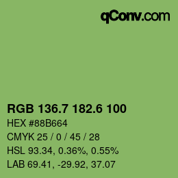 カラーコード: RGB 136.7 182.6 100 | qconv.com